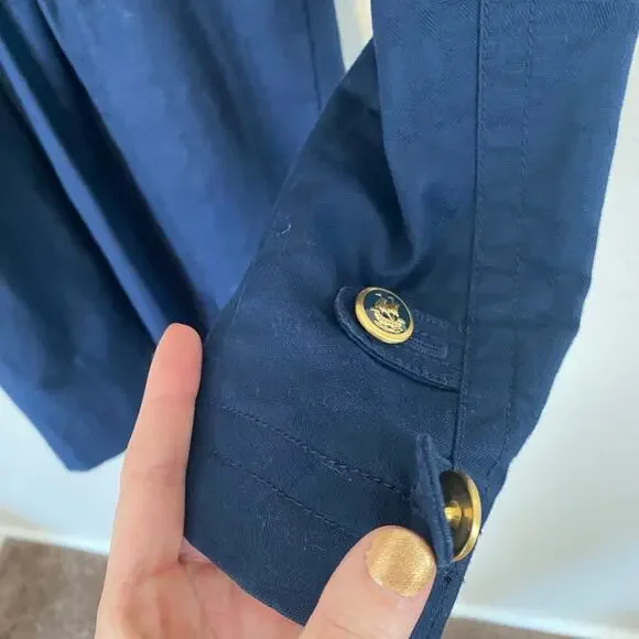 Juicy Couture Womens Size Medium Jacket Coastal Preppy Nautical Cotton Navy Coat - Picture 7 of 7